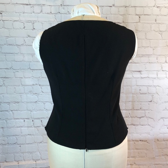 JR Nites Sleeveless Black Sheer Lined Beaded Blouse Top Scalloped Hem Size 16 - Picture 4 of 5